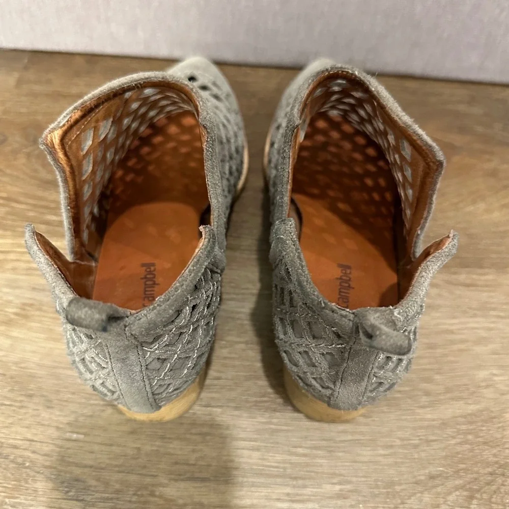Jeffrey Campbell Taggart Ankle Boots Grey Suede Laser‎ Cut Block Heel Size 8